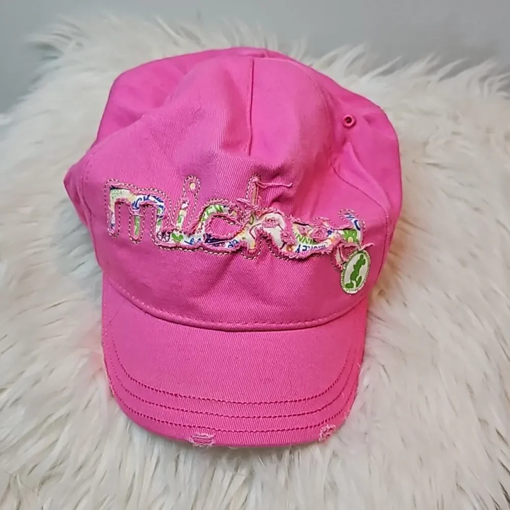 Walt Disney World Girls Hat Pink Distressed Mickey Mouse Logo - Adjustable